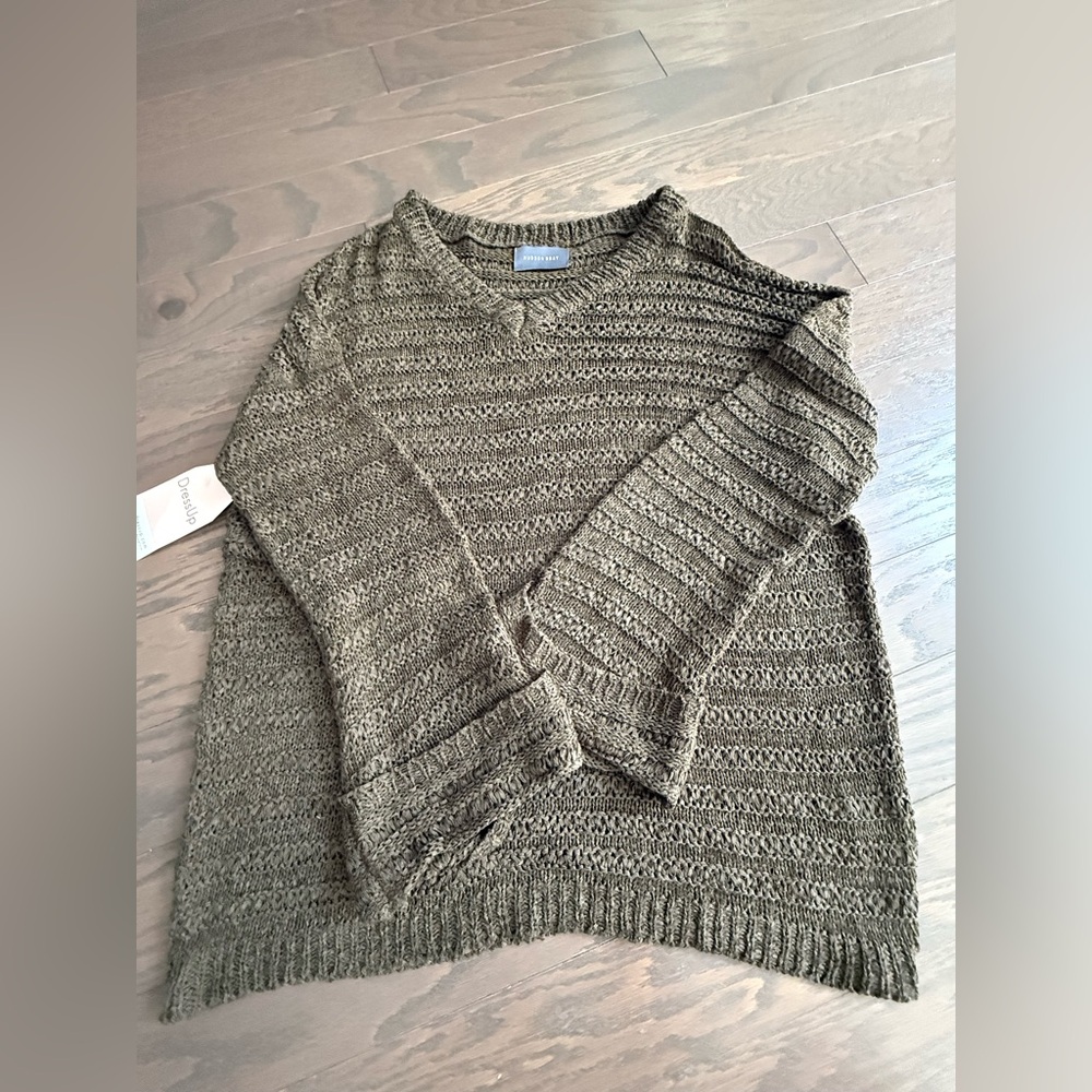 Hudson Gray olive green over sized sweater size medium large pull over knit